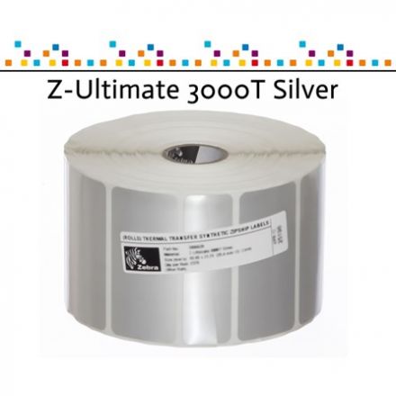 3006493 Zebra Z-Ultimate 3000T, original silver polyester labels, 38mm x 19mm, 3 720, core Ø25mm 