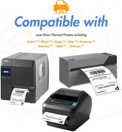 Shipping thermal eco labels, white, permanent, liner-perforation 105mm x 148 mm, 3 inch (76mm) core diameter, 1 000 labels