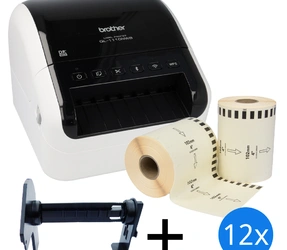 Starter Package Speedy - Brother QL1110NWBc printer + 12 rolls DK-22243 + Brother holder