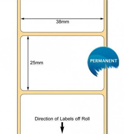 Direct Thermal Label Permanent Adhesive 38mm x 25mm 2 580 per roll For Small Desktop Label Printers