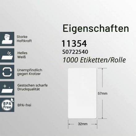 Eтикети Dymo 11354, 57mm x 32mm, бели