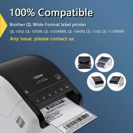 Brother DK-22243 White Continuous Paper Roll 102mm x 31m, Black on White-refill roll