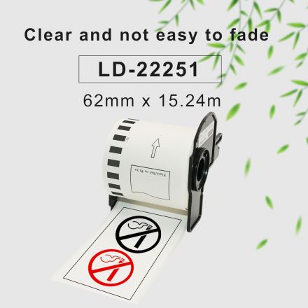 Compatible Brother DK-22251 White Continuous Paper Roll 62mm x 15.24m, Two Colour - Black/Red