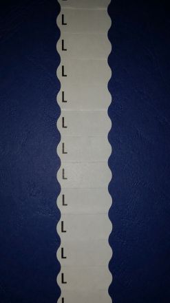 Price gun labels printed with "L", 26mm X 12mm  