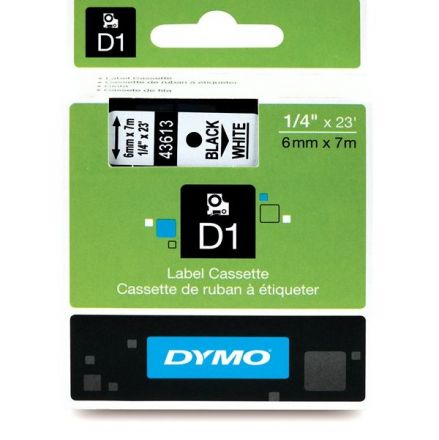 Dymo D1 43613 Tape 6mm x 7m, Black On White