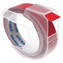 Dymo Embossing Tape, 9mm X 3m, white on red