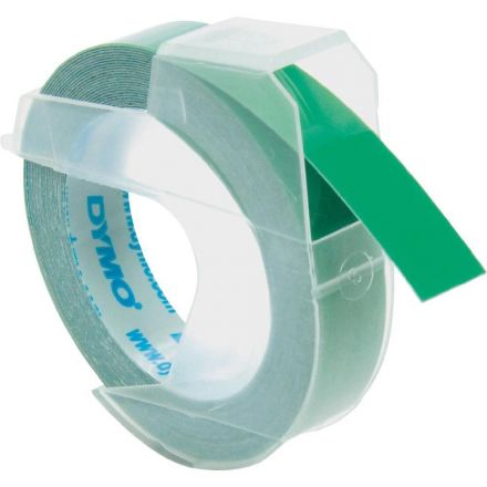 Dymo Embossing Tape, 9mm x 3m, white on green