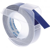 Dymo Embossing Tape, 9mm x 3m, white on blue