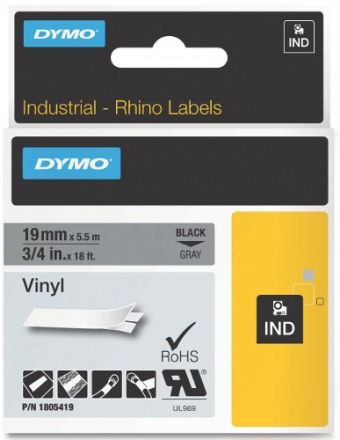 Dymo RhinoPRO 1805419  -19mm X 5,5m Сив Винил/Черен Надпис
