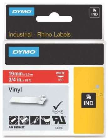 Dymo RhinoPRO 1805422  -19mm X 5,5m Червен Винил/Бял Надпис