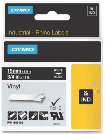 RhinoPRO 1805436  - 19mm X 5,5m  Vinyl white on black