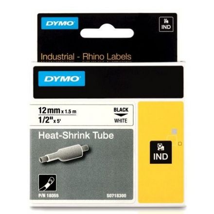 Dymo RHINO 18053 heat shrink tubing black on white 9mm