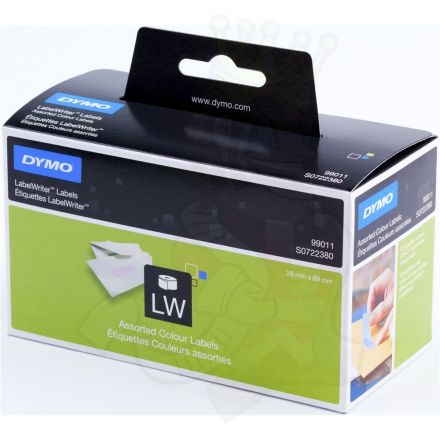 Dymo 99011 Standard Address Labels 28x89mm in 4 Assorted Colours