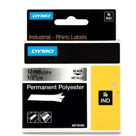 Dymo Rhino 18761 / 18486 Metallized Polyester Tape - 12mm