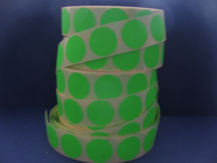 Green round marking labels, marking points, sealing labels, adhesive dots, paper, Ø25mm, 2 000