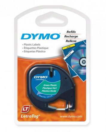 Original DYMO LetraTag 91201, Plastic Tape, 12mm x 4m, green