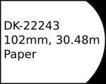 Brother DK-22243 White Continuous Paper Roll 102mmx30.48m, Black on White-refill roll