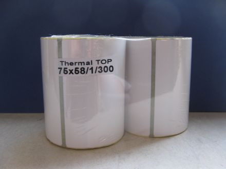Термодиректни етикети DATECS, Thermal Top, бели, 75mm x 58mm, 300