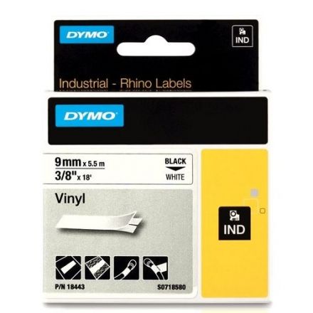 RhinoPRO 18766 / 18482 - 9mm White Permanent Polyester Labels