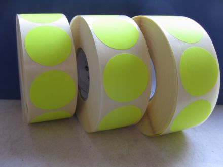 SELF-ADHESIVE LABEL ROLL, radiant colour: yellow, Ø35mm