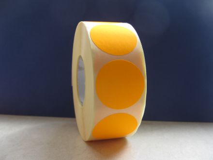Orange Round Self Adhesive Labels, Ø35mm, 1 250