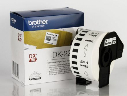 Бяла непрекъсната хартиена лента Brother DK-22225, 38mm x 30.48m