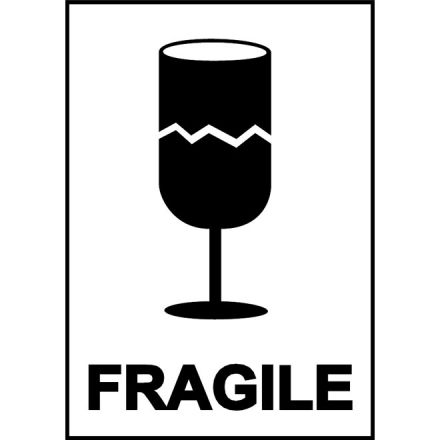 International Safe Handling Labels - "Fragile" with Broken Glass, 100mm x 70mm, 200