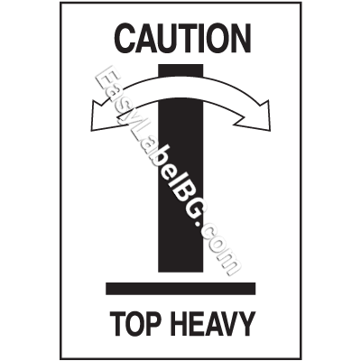 Caution Top Heavy Shipping Labels,100mm x 70mm, 400