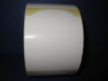 Самозлепващи етикети на ролка за допечатване, бели от хартия, 68mm x 88mm /1/ 800, Ø40mm, неправилна форма