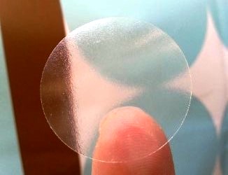 SELF-ADHESIVE LABEL ROLL, transparent polyethylene, Ø25mm