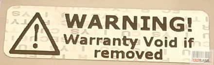 Универсален напечатан защитен гарaнционен етикет "WARNING! Warranty VOID if removed" - холограм silver VOID, 32mm x 10mm, сребрист