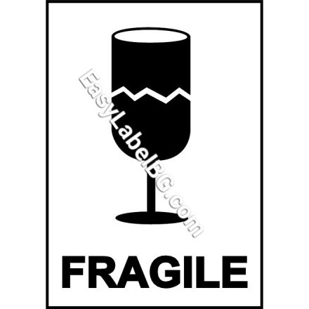 International Safe Handling Labels - "Fragile" with Broken Glass, 102mm x 70mm, 400