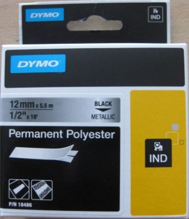 Dymo 18486 Rhino Metalized Permanent Polyester Labels 
