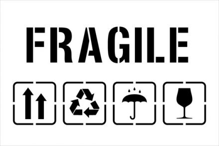 Handling Label 102mm x 70mm Fragile (Broken Wine Glass Symbol) Rolls of 400
