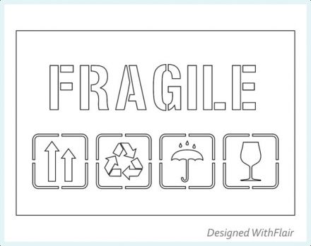 Handling Label 102mm x 150mm Fragile (Broken Wine Glass Symbol) Rolls of 100