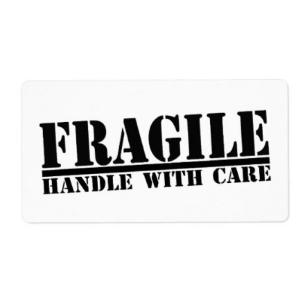 Handling Label 102mm x 70mm Fragile (Broken Wine Glass Symbol) Rolls of 400