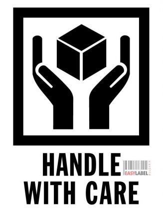 Handling Label 102mm x 70mm Fragile (Broken Wine Glass Symbol) Rolls of 400