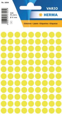 Multi-purpose labels / colour dots, Ø 8 mm, round, luminous colors, permanent adhesion, for hand letter