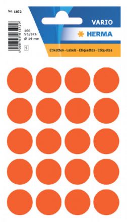 Цветни кръгли стикери за ОТК контрол - самозалепващи етикети, диаметър 19mm, 100 бр.